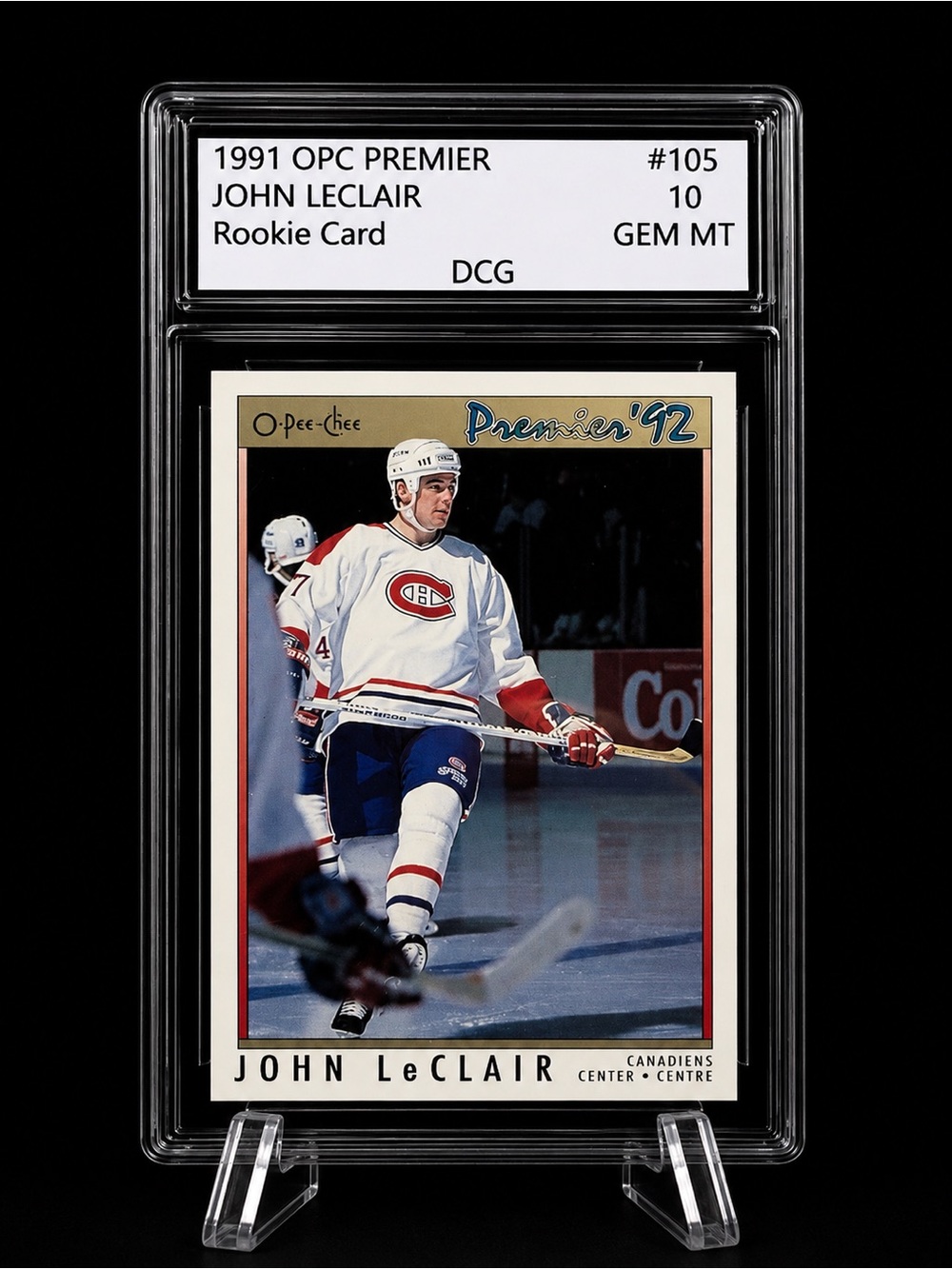 Premier '92 John LeClair Rookie Card - White/Red